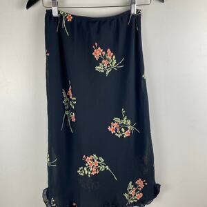 Vintage Rag Floral Midi Skirt 90s y2k Semisheer Lined whimsigoth fairy Small